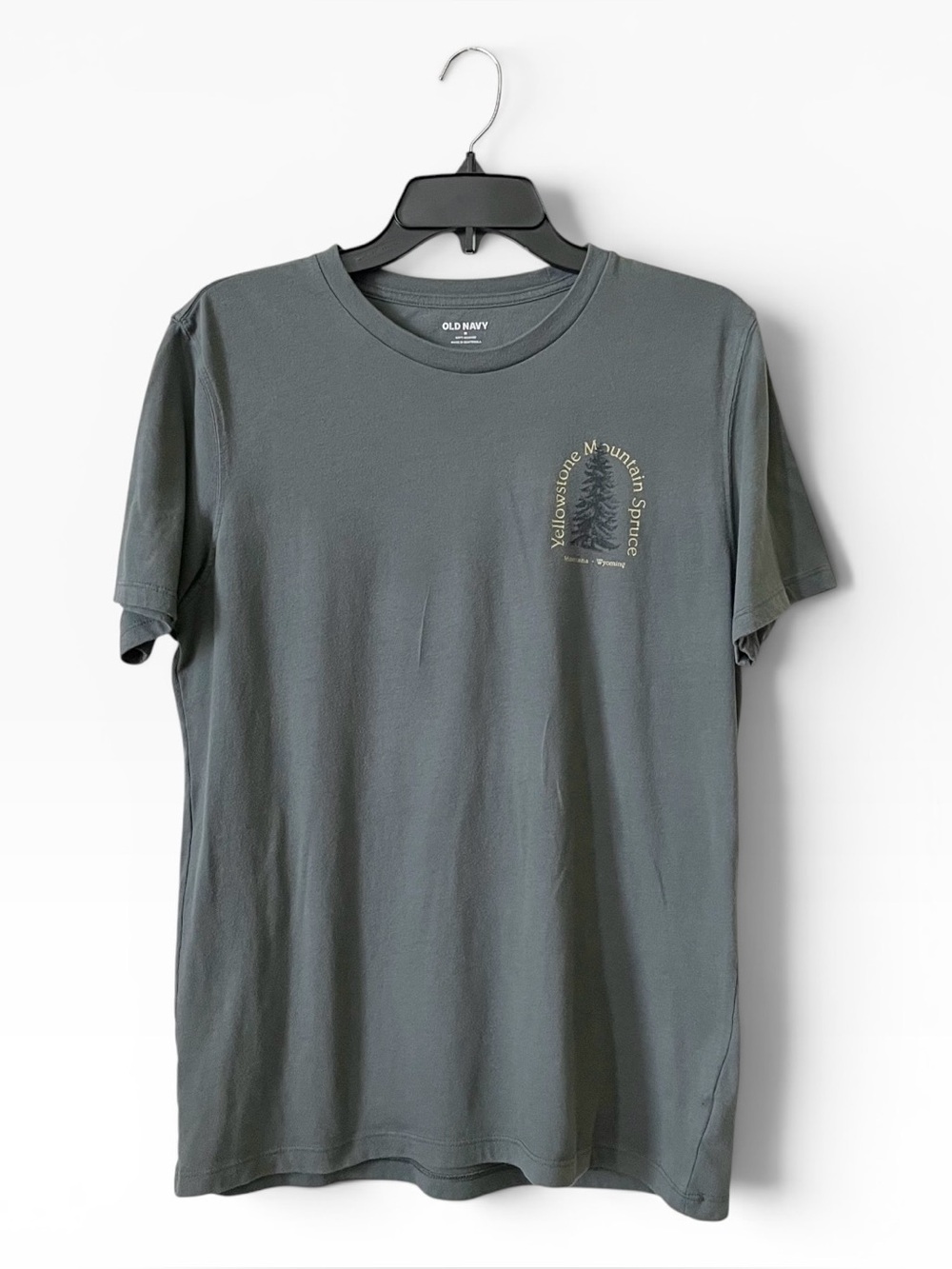 Old Navy Graphic T-Shirt Men's Size M Green Cotton Yellowstone Mountain Spruce